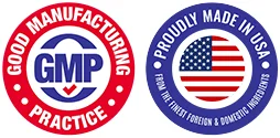Good Manufacturing Practice and Made in USA seals shown on the Trimology order page